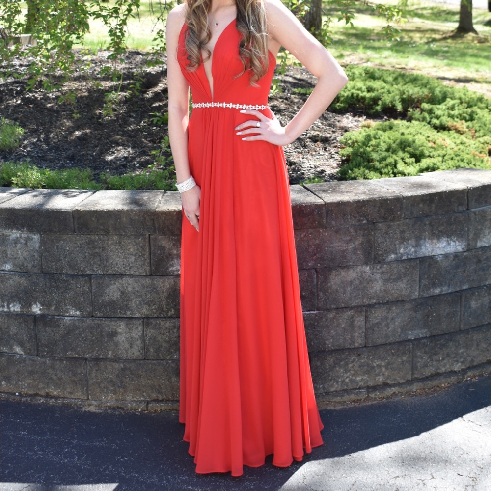 Red prom dress Fabiano size 2